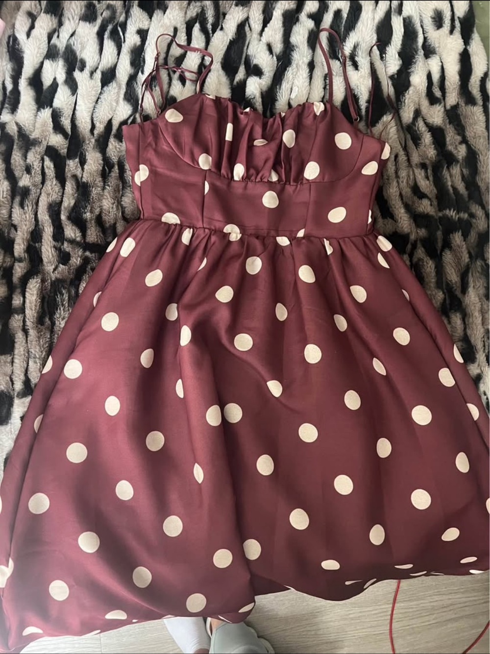 Brown Polka Dot Dress size small - Picture 3 of 6